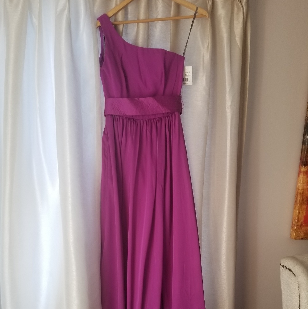 One Shoulder Dress with Satin Sash
BY VERA